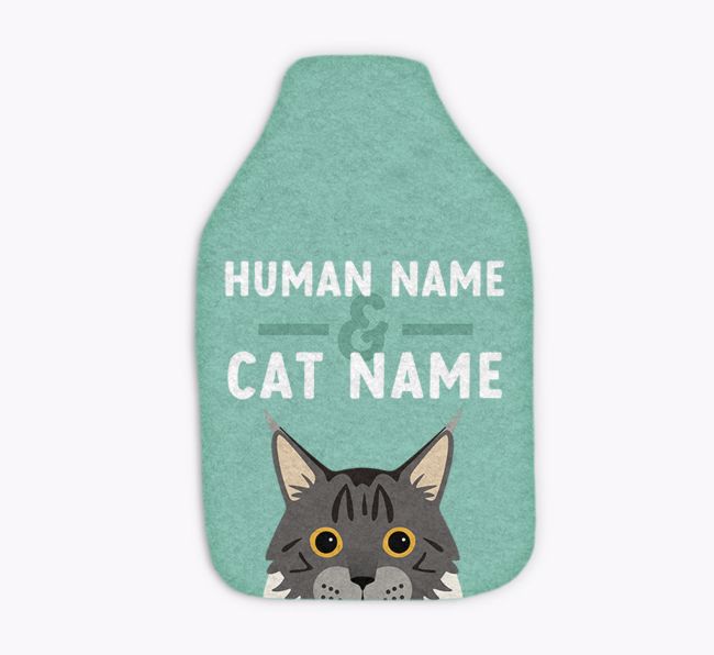 Human & Cat Names: Personalized {breedCommonName} Hot Water Bottle